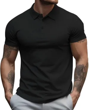 Men's Short Sleeve Polo Shirts Midweight T-Shirts Casual Athletic Moisture Wicking Quick-Dry Golf Polos for Men