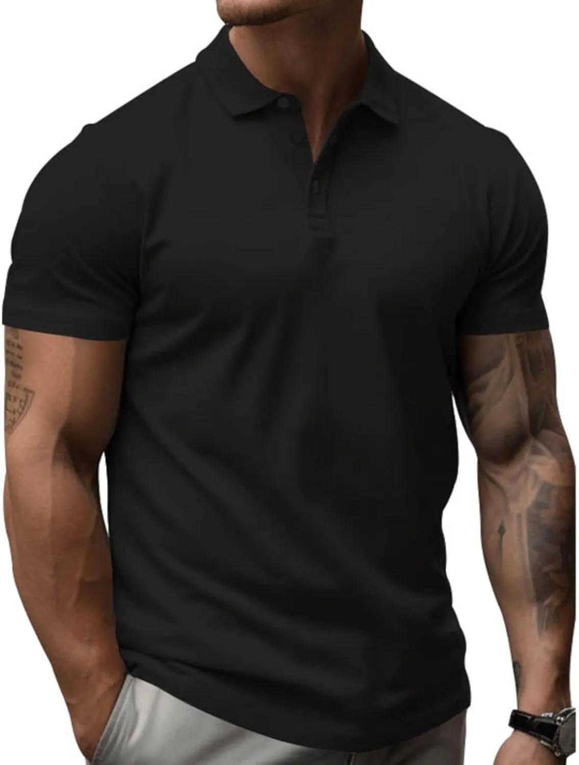 Men's Short Sleeve Polo Shirts Midweight T-Shirts Casual Athletic Moisture Wicking Quick-Dry Golf Polos for Men