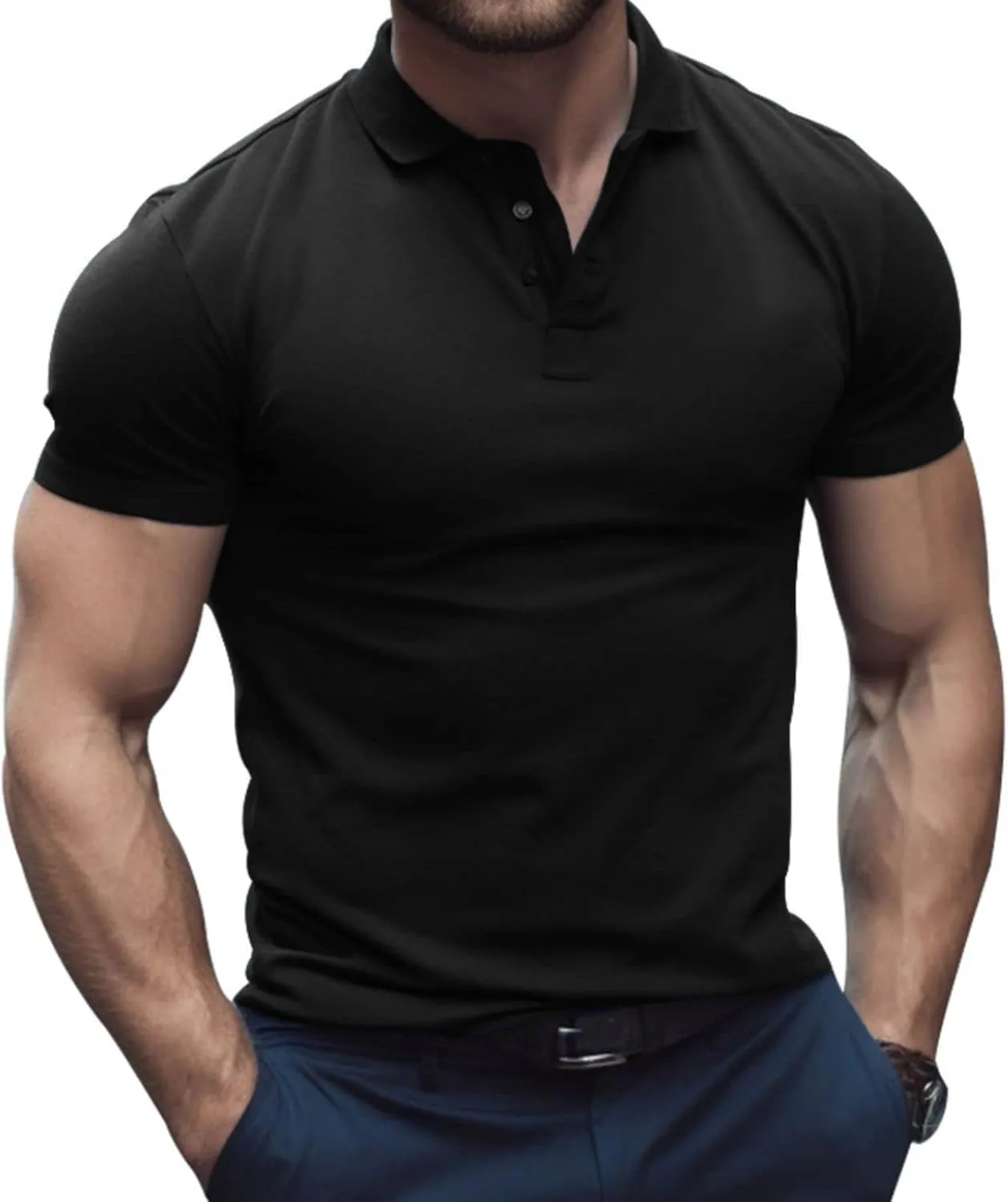 Men's Short Sleeve Polo Shirts Midweight T-Shirts Casual Athletic Moisture Wicking Quick-Dry Golf Polos for Men