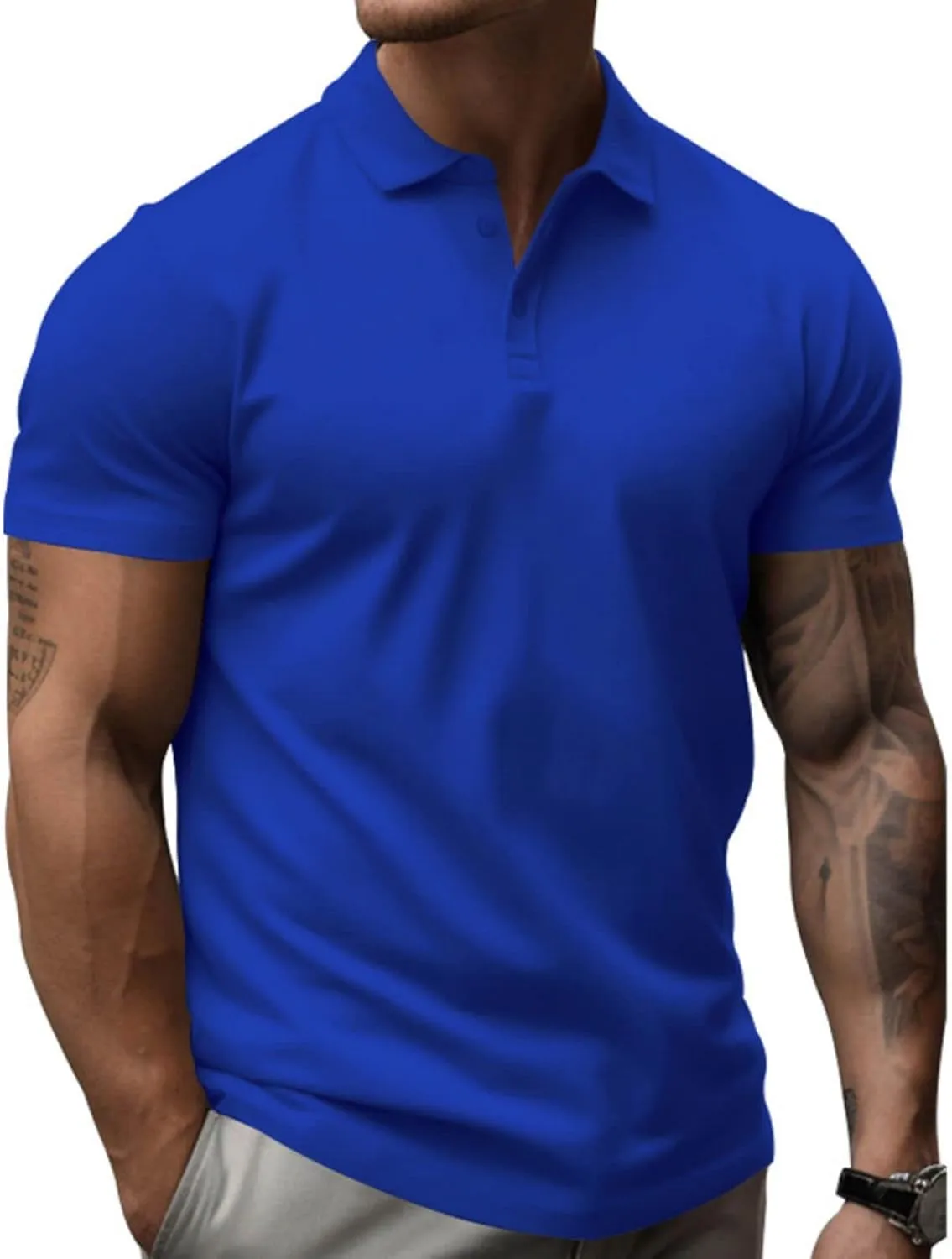 Men's Short Sleeve Polo Shirts Midweight T-Shirts Casual Athletic Moisture Wicking Quick-Dry Golf Polos for Men
