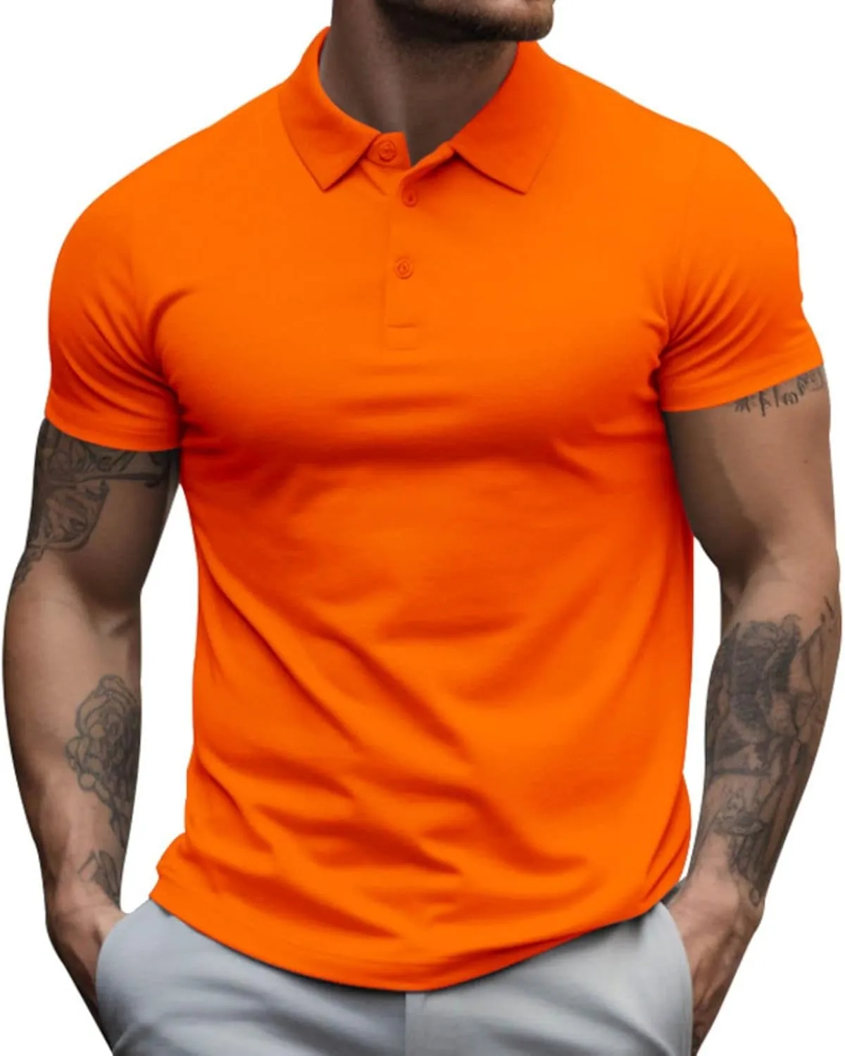 Men's Short Sleeve Polo Shirts Midweight T-Shirts Casual Athletic Moisture Wicking Quick-Dry Golf Polos for Men