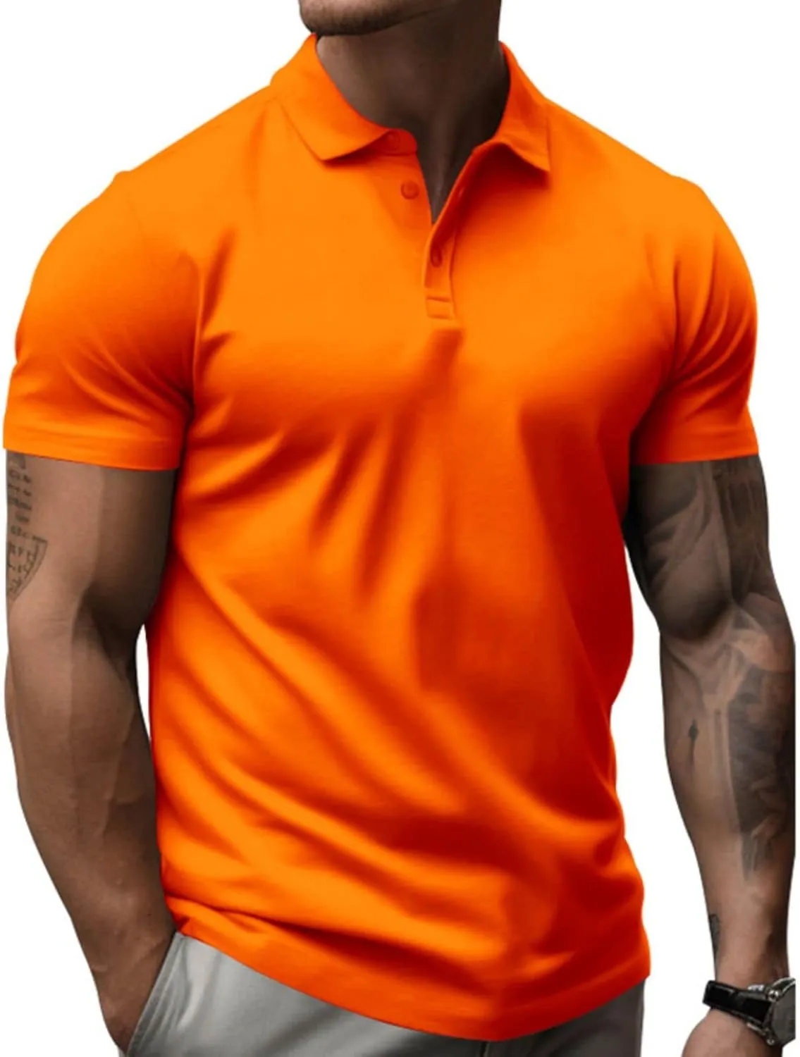 Men's Short Sleeve Polo Shirts Midweight T-Shirts Casual Athletic Moisture Wicking Quick-Dry Golf Polos for Men