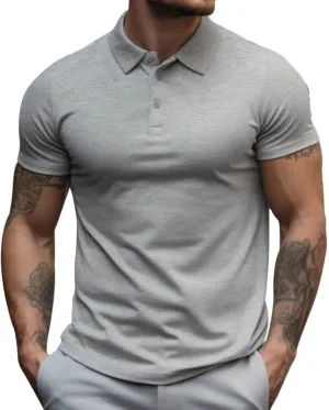Men's Short Sleeve Polo Shirts Midweight T-Shirts Casual Athletic Moisture Wicking Quick-Dry Golf Polos for Men
