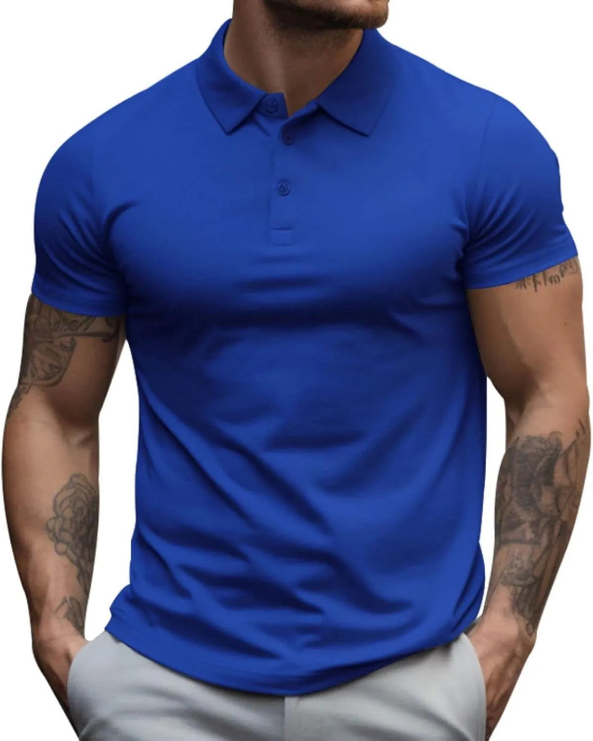 Men's Short Sleeve Polo Shirts Midweight T-Shirts Casual Athletic Moisture Wicking Quick-Dry Golf Polos for Men
