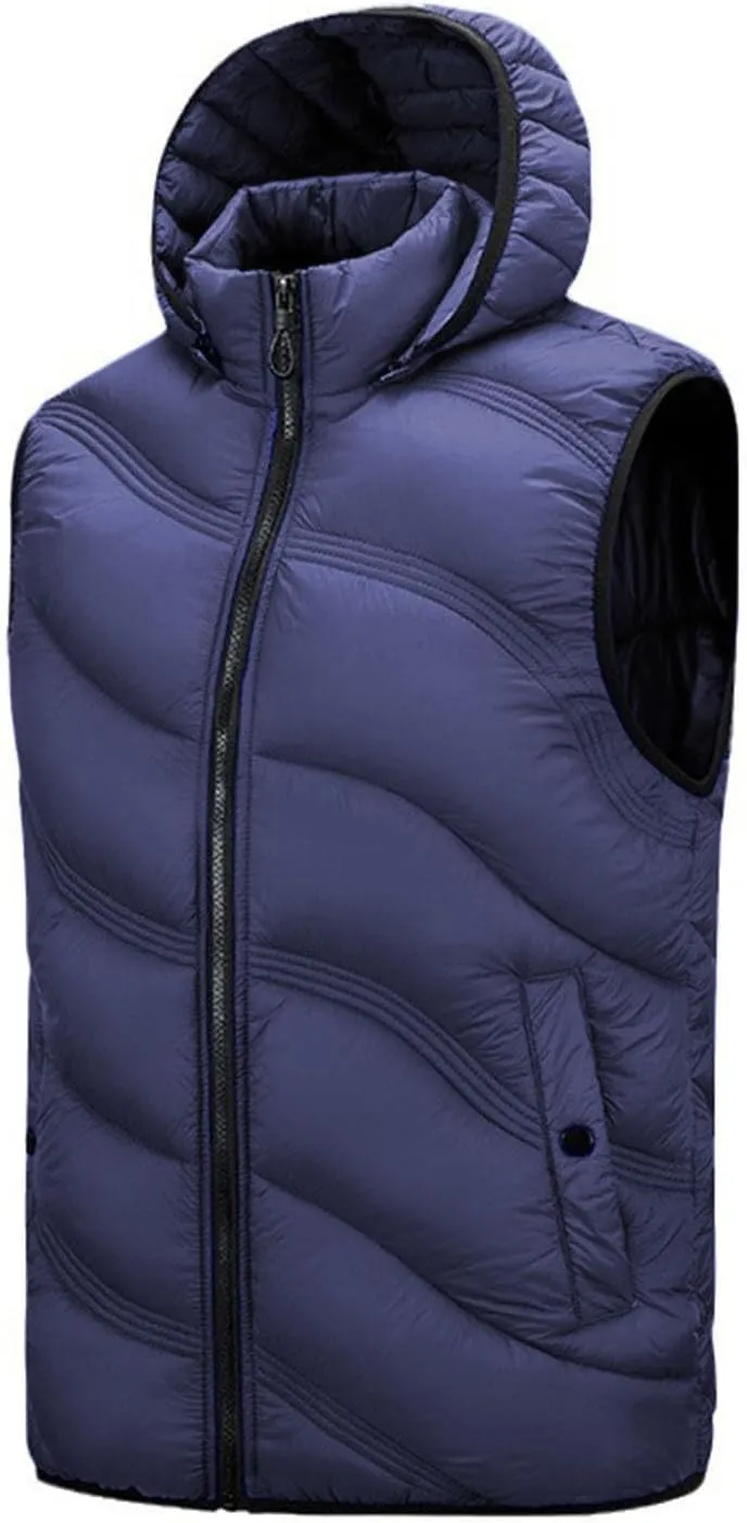 Men's Snow Waistcoat Fall Winter Warm Cotton Padded Sleeveless Jackets Plus Size Zipper Vest Coat Overcoat Outwear