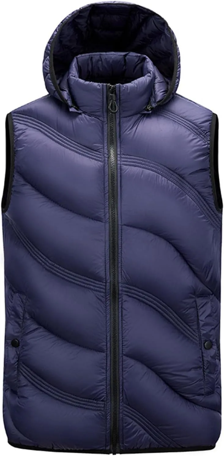 Men's Snow Waistcoat Fall Winter Warm Cotton Padded Sleeveless Jackets Plus Size Zipper Vest Coat Overcoat Outwear