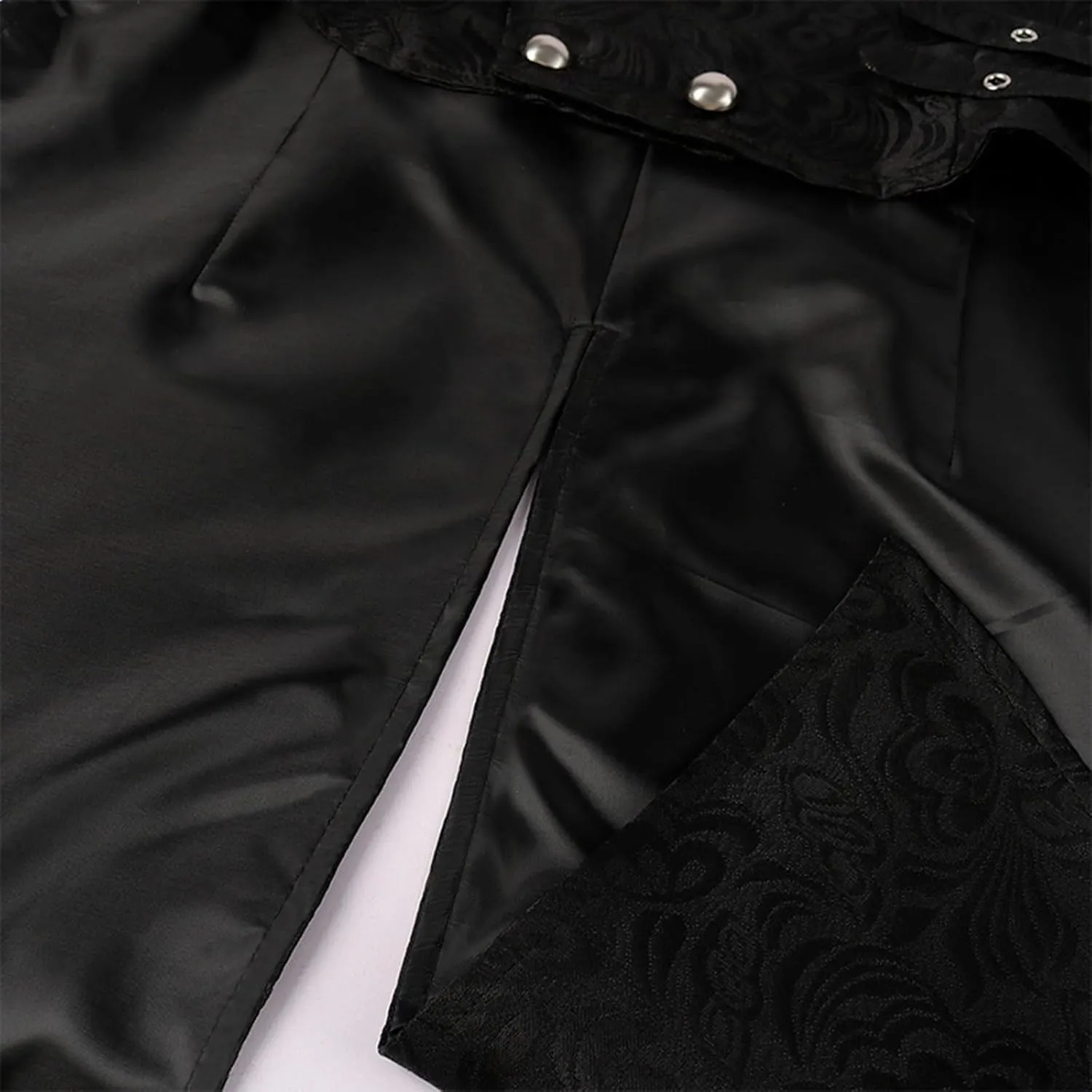 Mens Vintage Tailcoat Waistcoat Goth Long Steampunk Formal Double Breasted Jacquard Brocade Vest Sleeveless Tailcoat