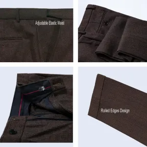 Mens Vintage Tweed Dress Pants Slacks Trousers Regular Fit Suit Pants for Men