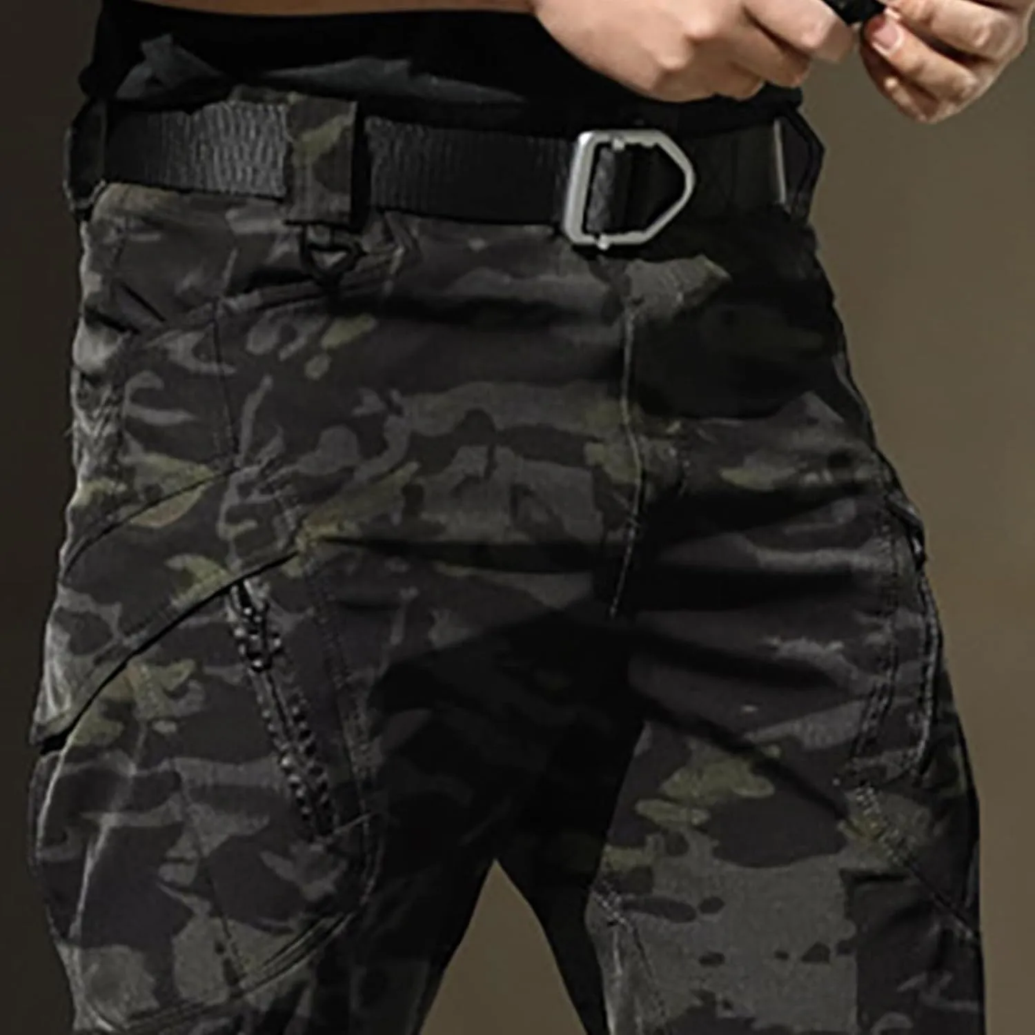 Men's Water Resistant Pants Stretch Overalls with Large Pockets Loose Soft Pants Rainproof Tactical Waterproof Trousers