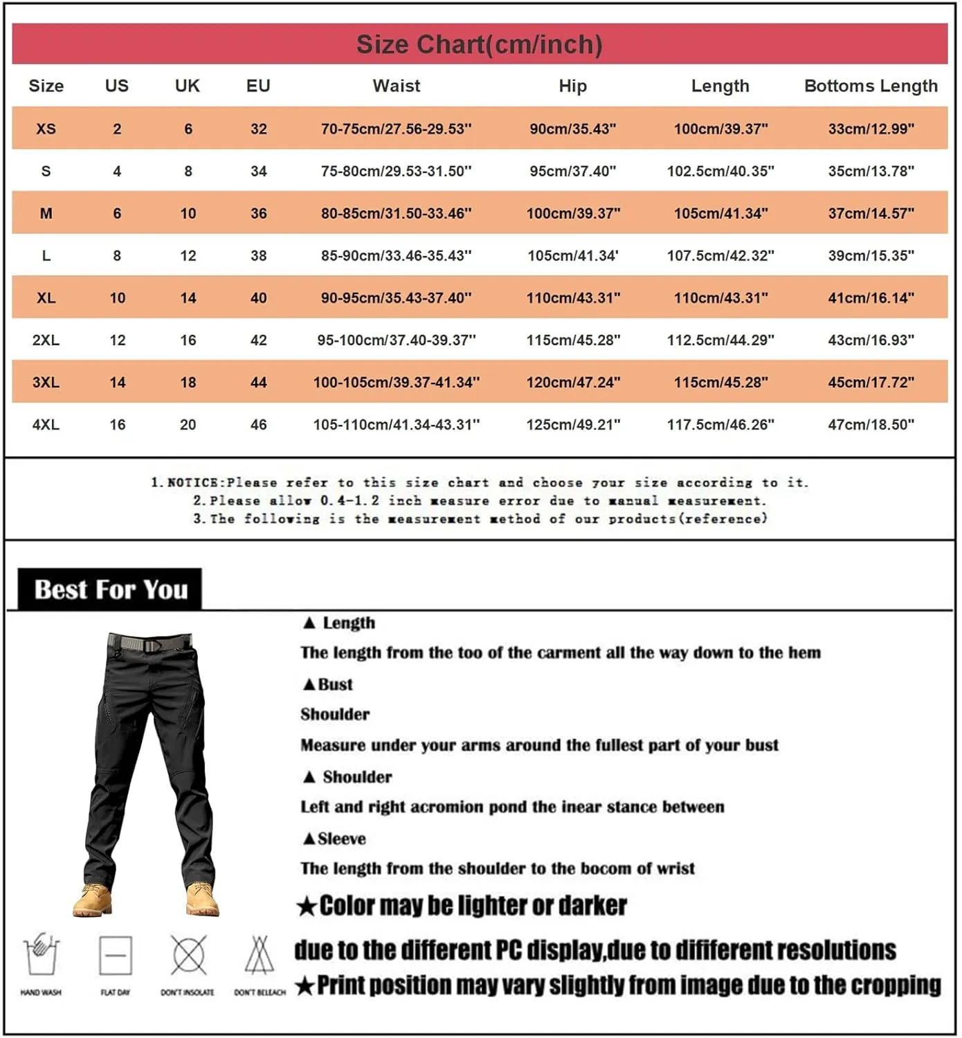Men's Water Resistant Pants Stretch Overalls with Large Pockets Loose Soft Pants Rainproof Tactical Waterproof Trousers