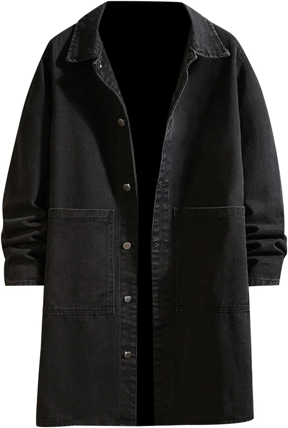 Mens Winter And Autumn Loose Casual Denim Trench Coat Long Coat Weather Jacket Mens Jackets