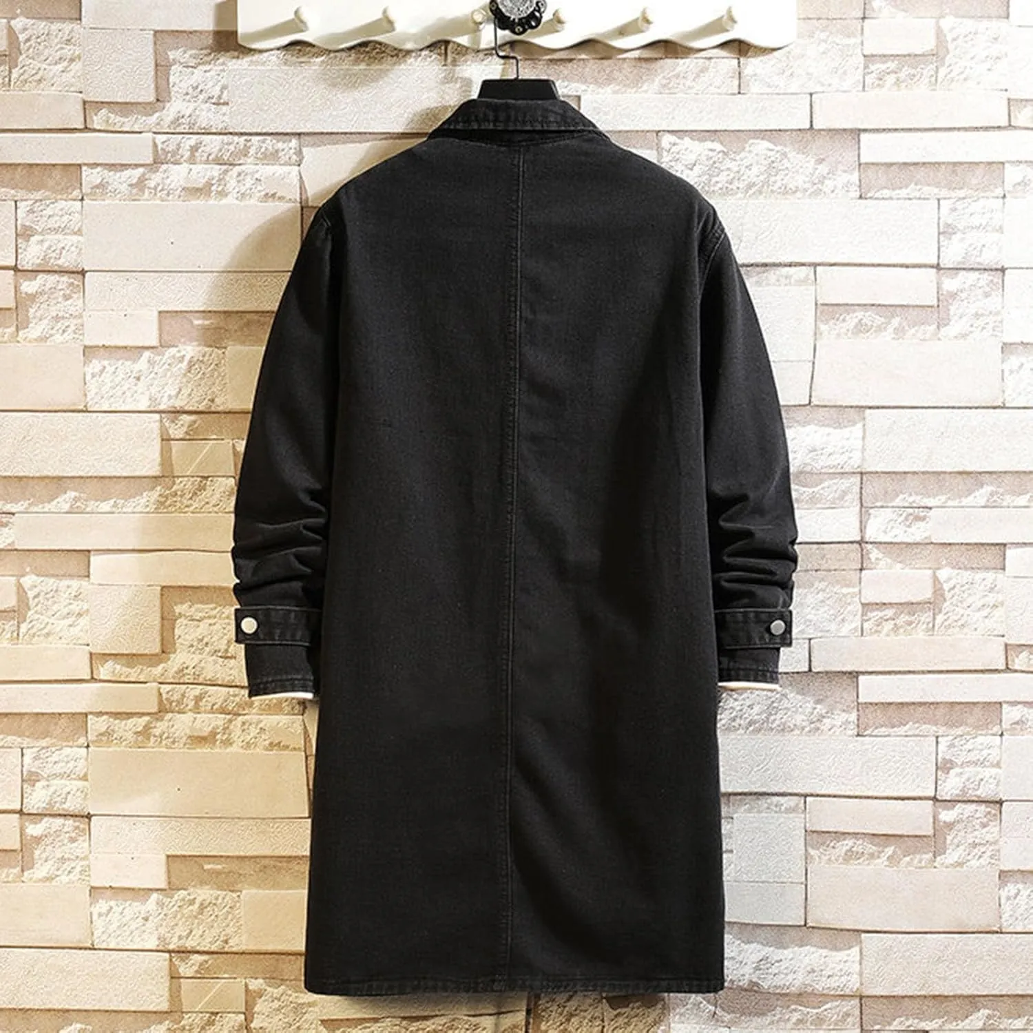 Mens Winter And Autumn Loose Casual Denim Trench Coat Long Coat Weather Jacket Mens Jackets