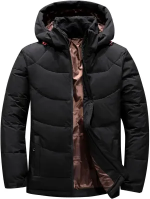 Men's Winter Hooded Down Coats Warm Puffer Jacket Cotton Padded Waterproof Outerwear with Pockets