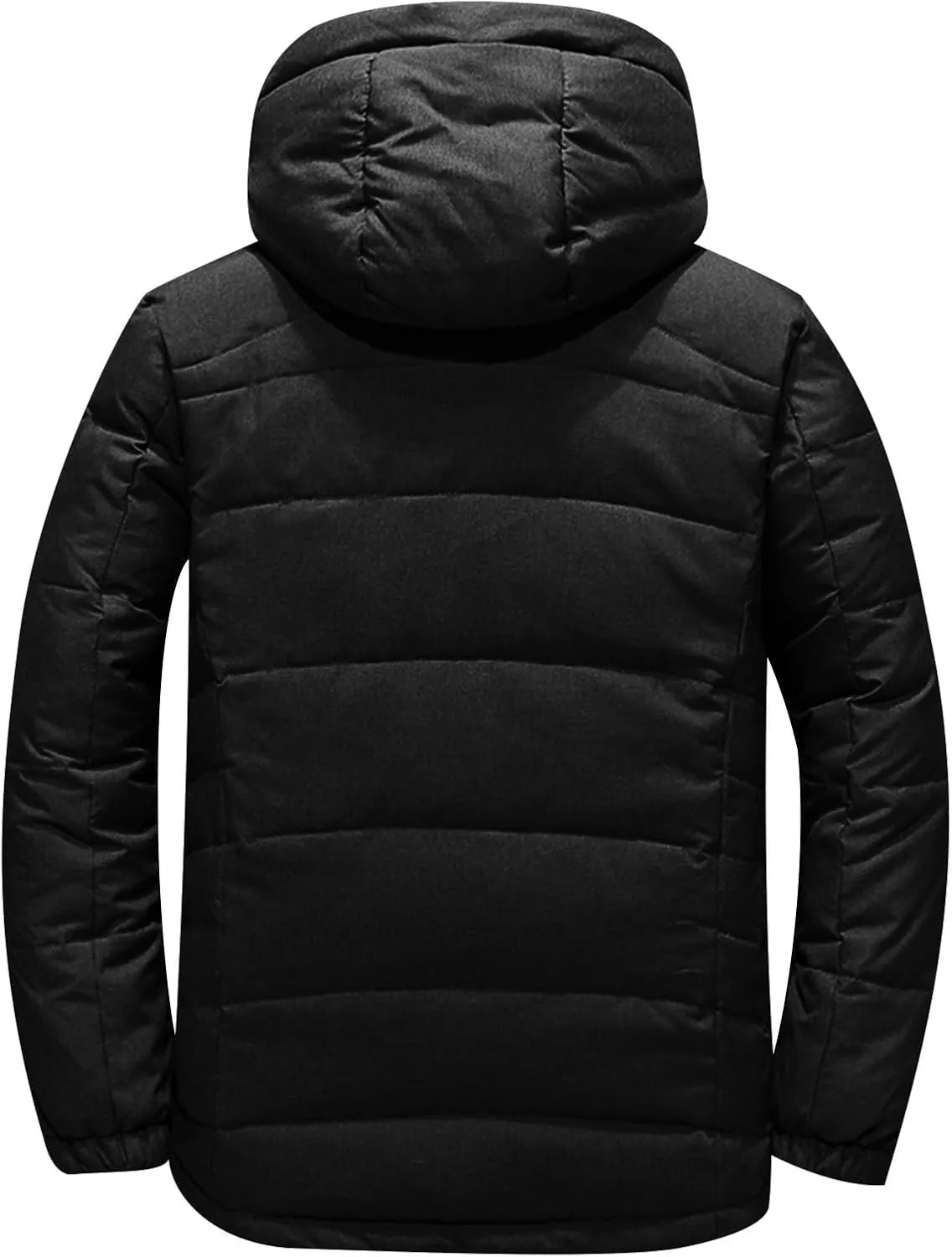 Men's Winter Hooded Down Coats Warm Puffer Jacket Cotton Padded Waterproof Outerwear with Pockets