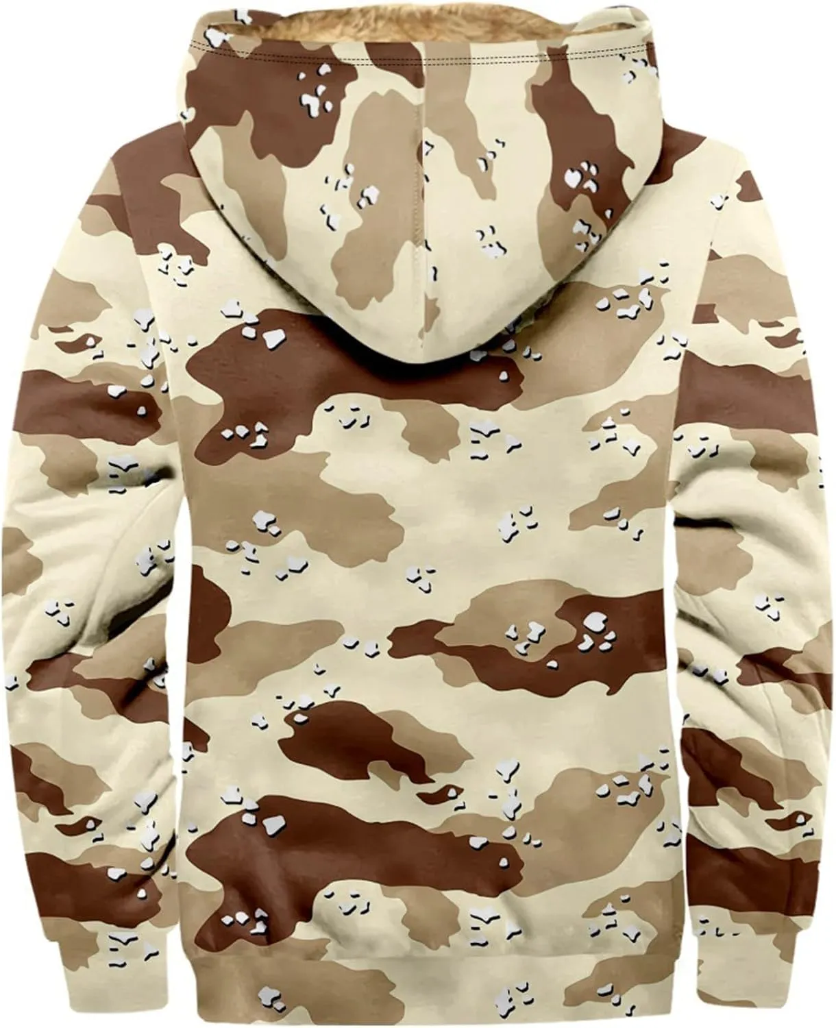 Mens Zip Up Hoodie Heavyweight Camo Hoodie Thick Fleece Lined Jacket Fall Fashion Coat Warm Winter Outwear