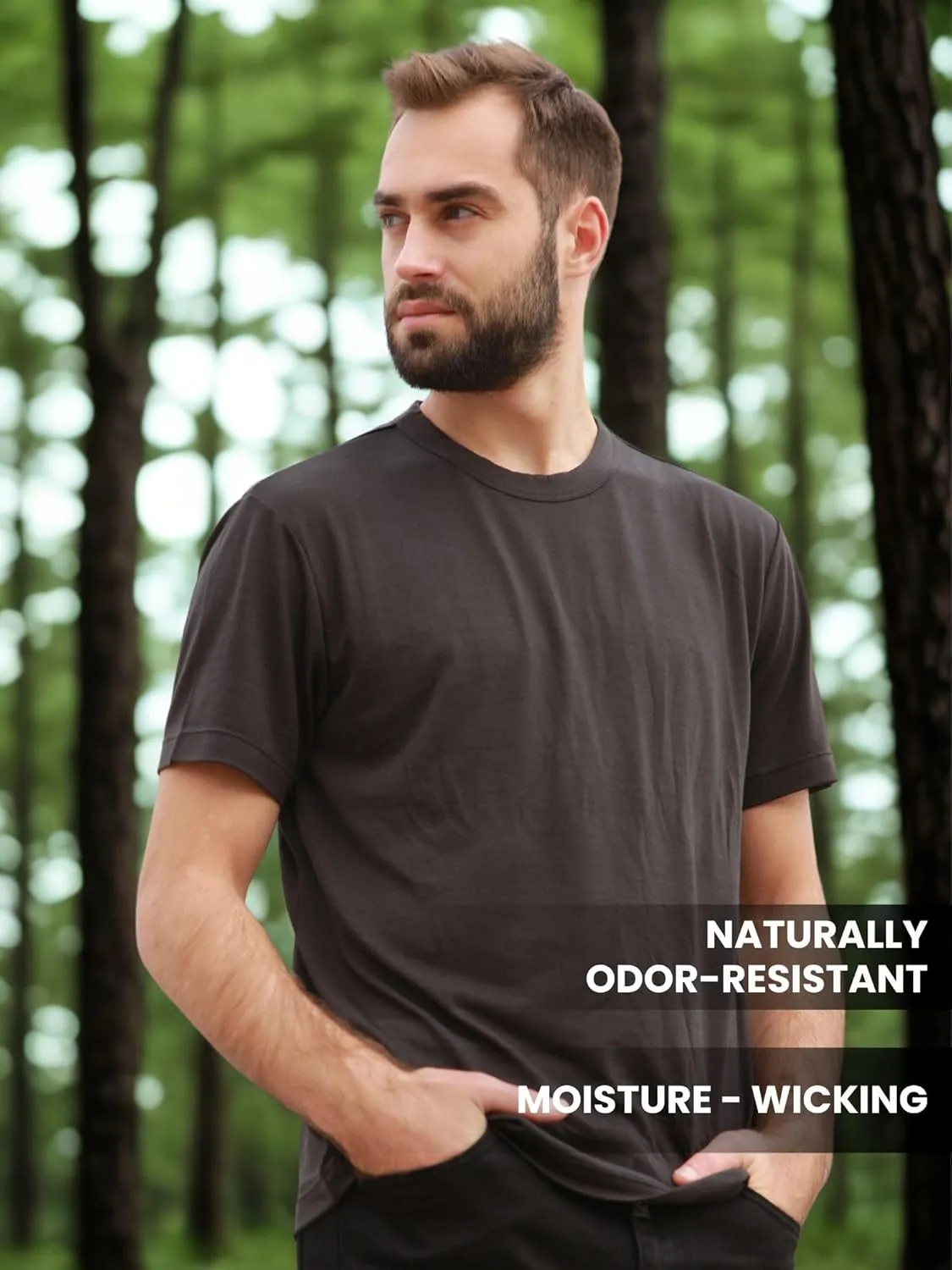 Merino Wool T-Shirt Mens - Short Sleeve Merino Wool Shirts for Men Sport Lightweight Thermal Base Layer Hiking Tshirt