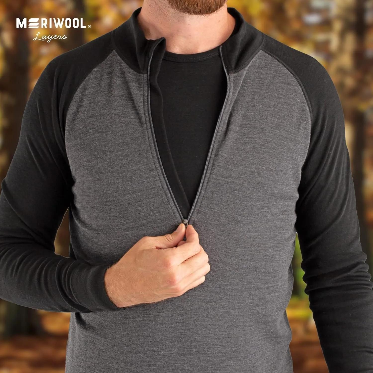 MERIWOOL Mens Base Layer 100% Merino Wool Midweight 250g Half Zip Sweater for Men