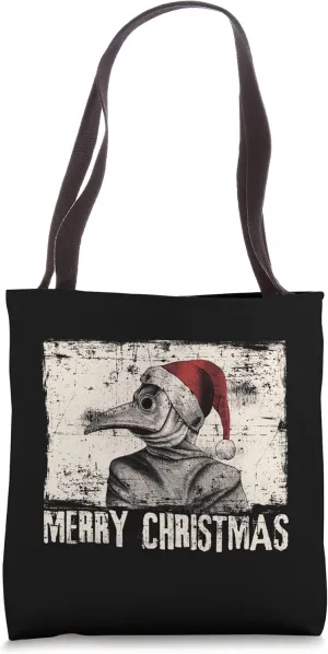 Merry Christmas Plague Doctor Santa Hat Quarantine Tote Bag