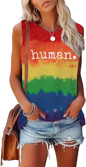 MOUSYA Pride Tank Tops Women Rainbow Tank Pride Gay Shirts Lesbian Pride Tank Top