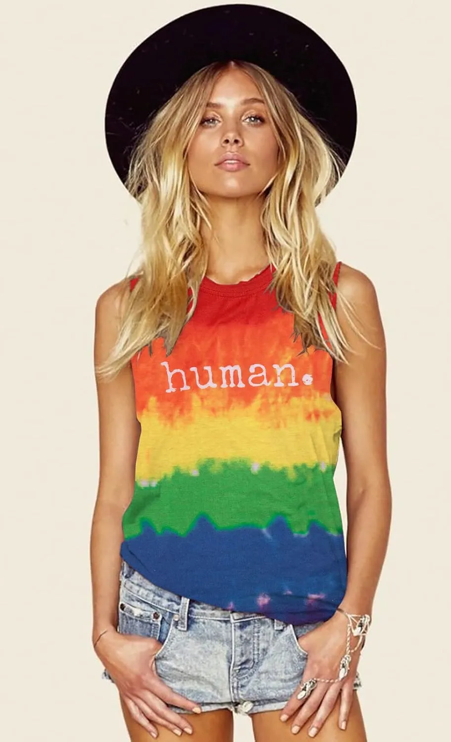 MOUSYA Pride Tank Tops Women Rainbow Tank Pride Gay Shirts Lesbian Pride Tank Top