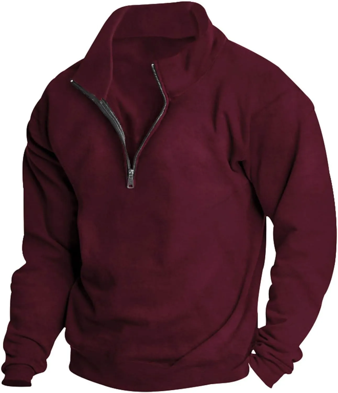 Muscularfit Crewneck Sweatshirts Men Zip Up With Designs Fashion Long Sleeve 1/4 Zip Pullover Casual Solid Lightweight Shirts