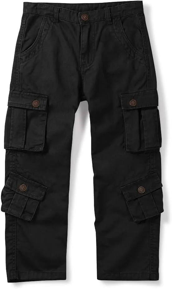OCHENTA Boys Cargo Pants with 8 Pockets Casual Hiking Slacks Combat Trousers for Kid