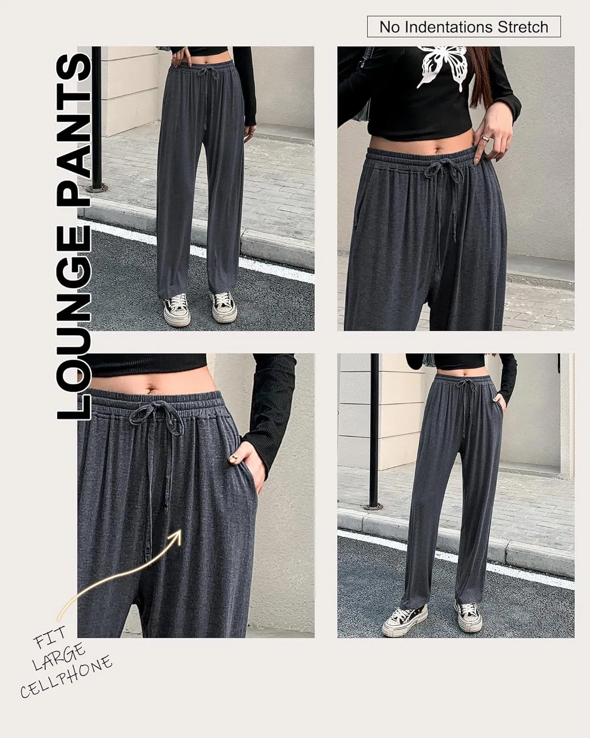 OLIKEME Womens Yoga Pants Loose Comfy Casual Lounge Pants Wide Leg Running Pants Lightweight Workout Pants with Pockets