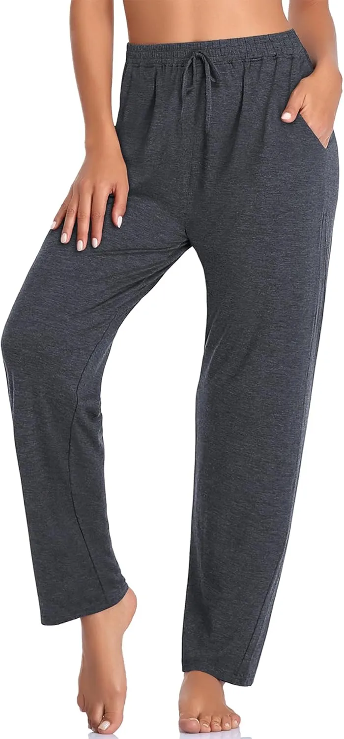 OLIKEME Womens Yoga Pants Loose Comfy Casual Lounge Pants Wide Leg Running Pants Lightweight Workout Pants with Pockets