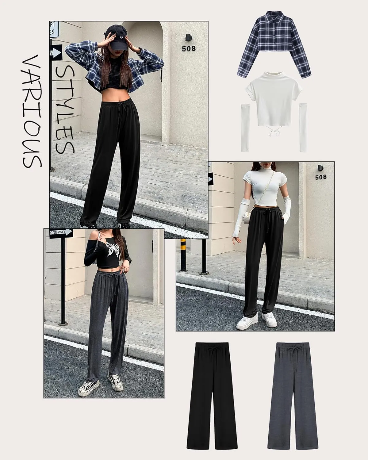 OLIKEME Womens Yoga Pants Loose Comfy Casual Lounge Pants Wide Leg Running Pants Lightweight Workout Pants with Pockets