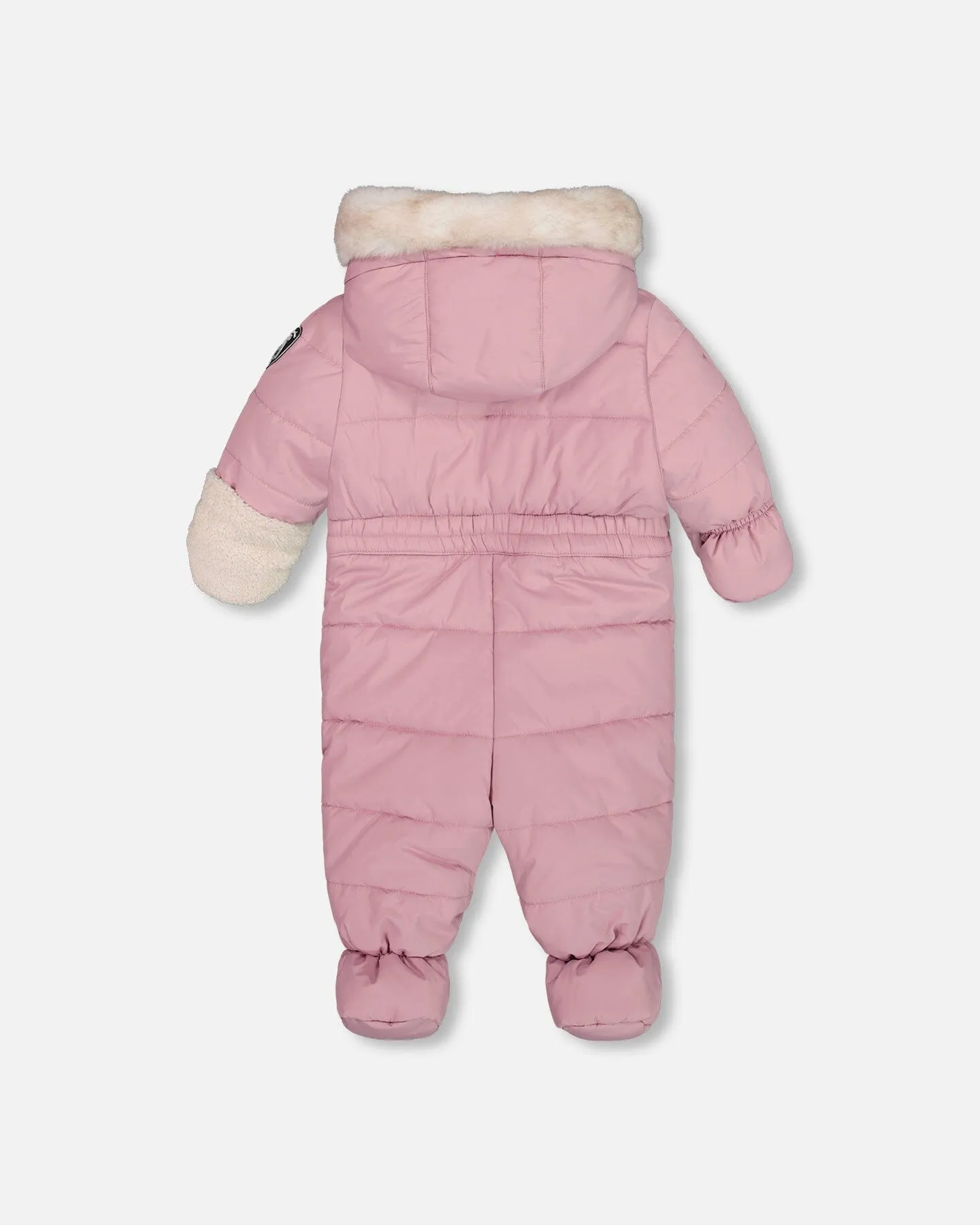 One Piece Baby Bear Face Snowsuit Orchid Designed For Car Seat