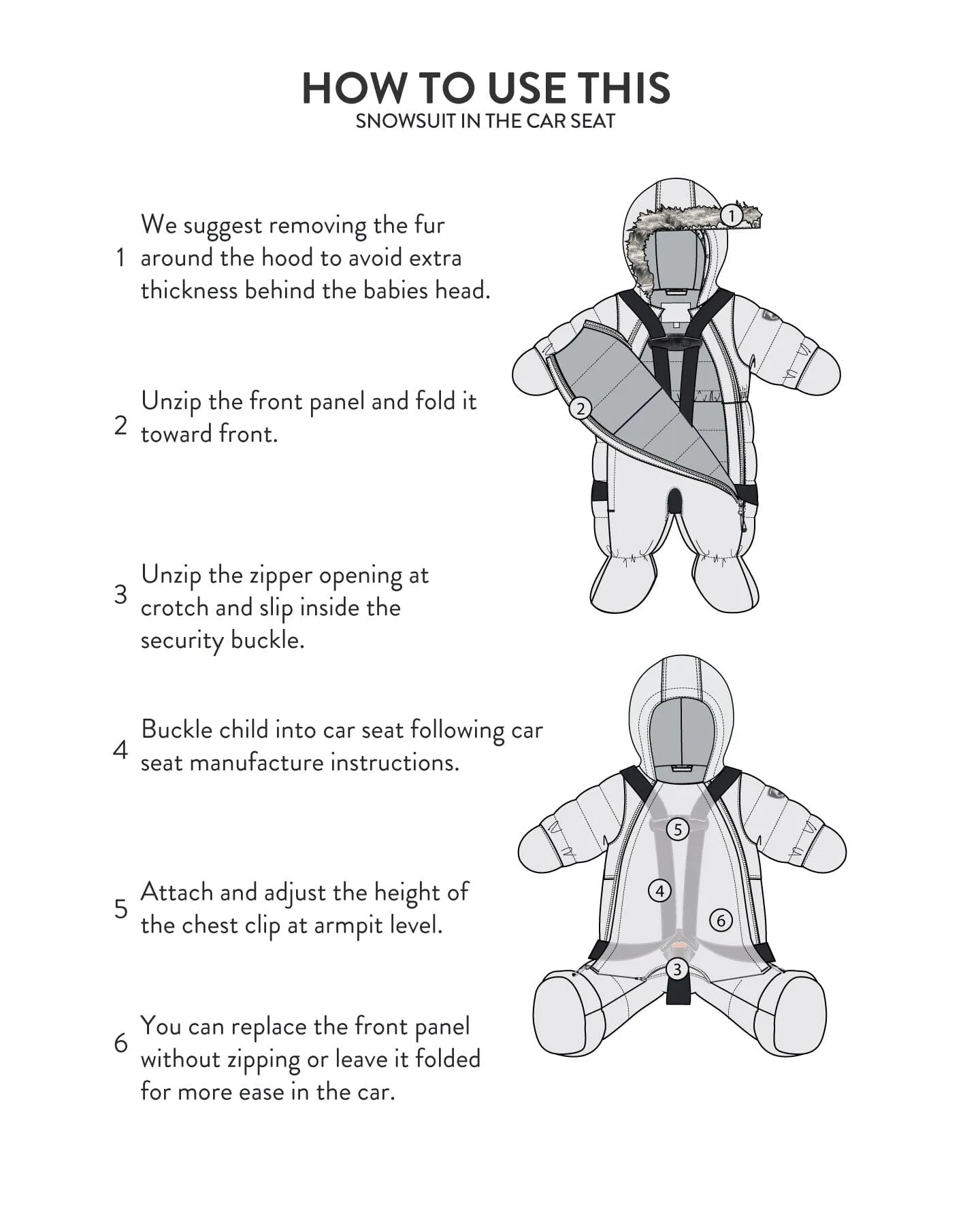 One Piece Baby Bear Face Snowsuit Orchid Designed For Car Seat