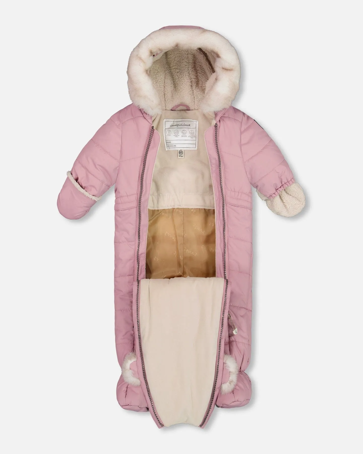 One Piece Baby Bear Face Snowsuit Orchid Designed For Car Seat