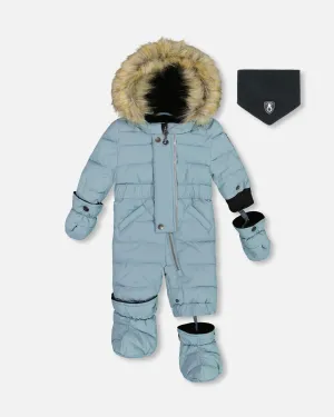 One Piece Baby Snowsuit Ash Blue