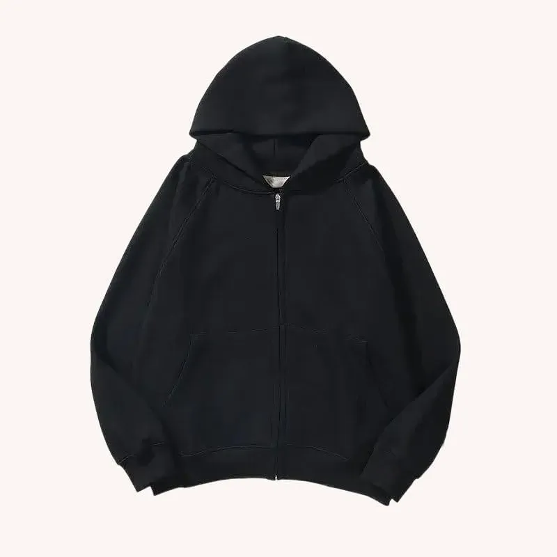 Othello Goods UG Plain Zip-Up Hoodie, Classic Drop Shoulder Design, Solid Color, Oversized Fit, Best Hoodies for Women
