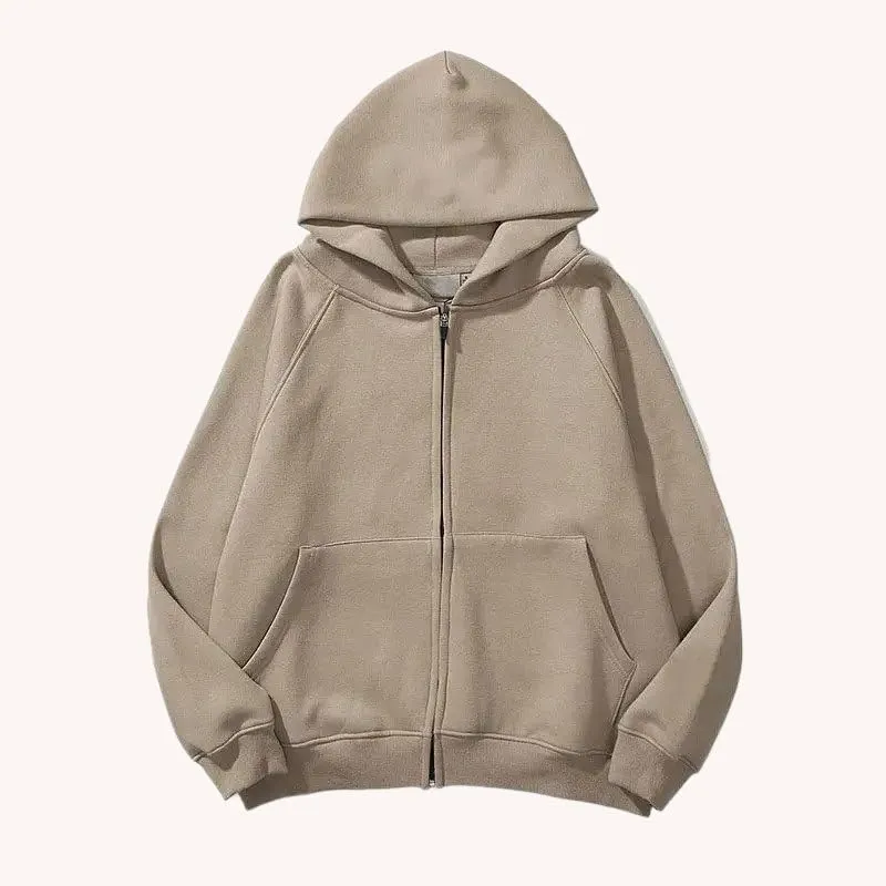 Othello Goods UG Plain Zip-Up Hoodie, Classic Drop Shoulder Design, Solid Color, Oversized Fit, Best Hoodies for Women