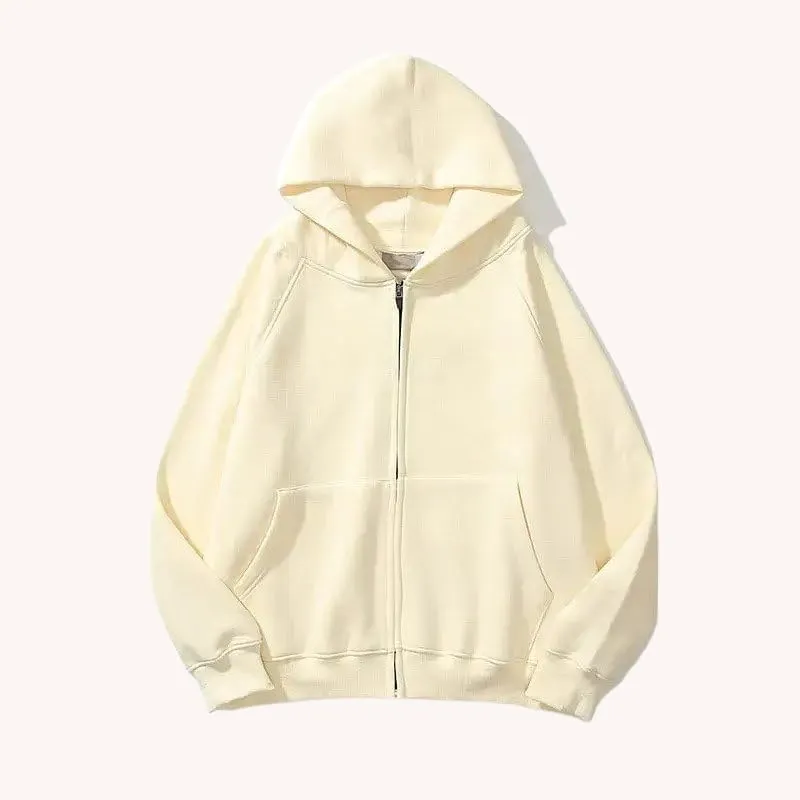 Othello Goods UG Plain Zip-Up Hoodie, Classic Drop Shoulder Design, Solid Color, Oversized Fit, Best Hoodies for Women