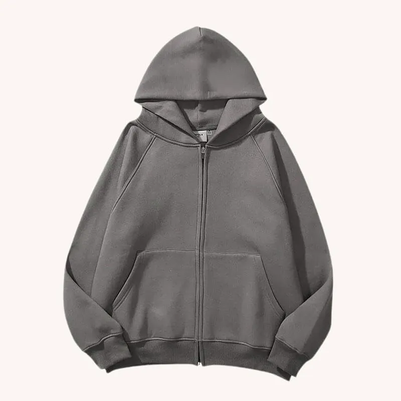 Othello Goods UG Plain Zip-Up Hoodie, Classic Drop Shoulder Design, Solid Color, Oversized Fit, Best Hoodies for Women