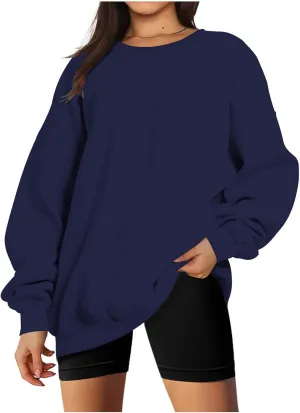 Oversized Crewneck Sweatshirt Women Trendy y2k Clothes Teen Girls Long Sleeve Drop Shoulder Pullover Fleece Sweatshirts