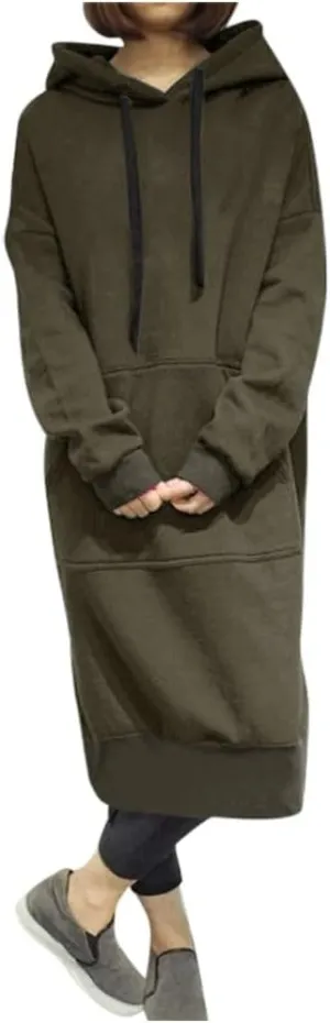 Oversized Hoodie Dress for Women Oversized Casual Hooded Pullover Long Sleeve Drawstring Hoodies Dress Pockets