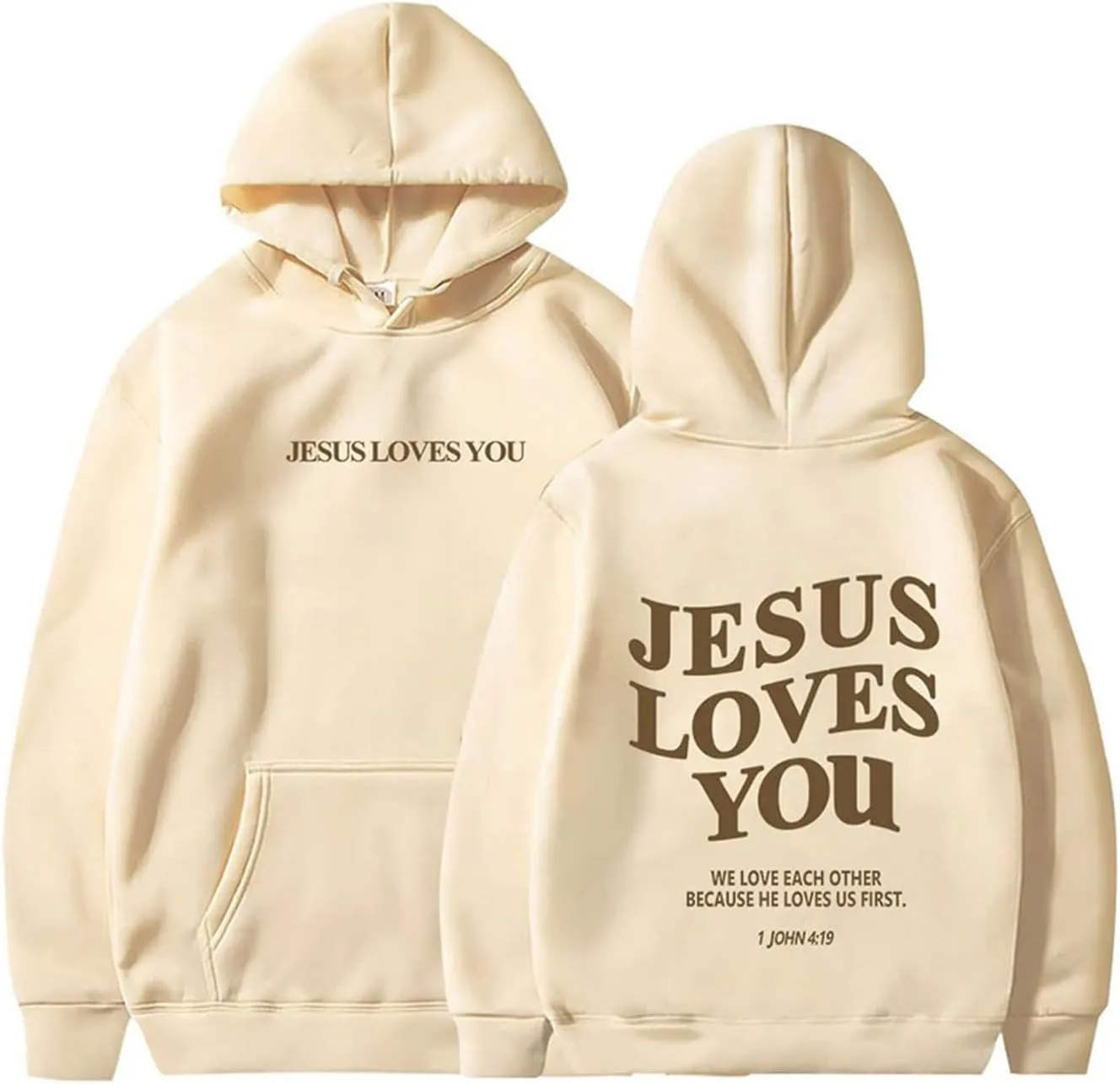 Oversized Hoodie for Women Christian Religious Jesus Loves You Hooded Hoodies Causal Sweatshirts with Pockets Pullover