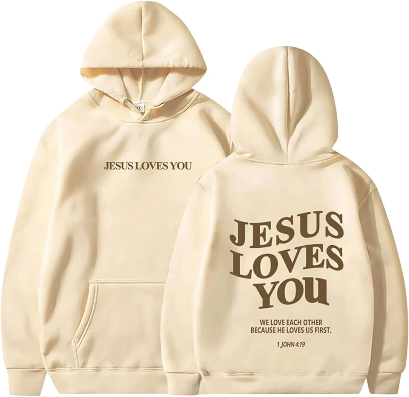Oversized Hoodie for Women Christian Religious Jesus Loves You Hooded Hoodies Causal Sweatshirts with Pockets Pullover