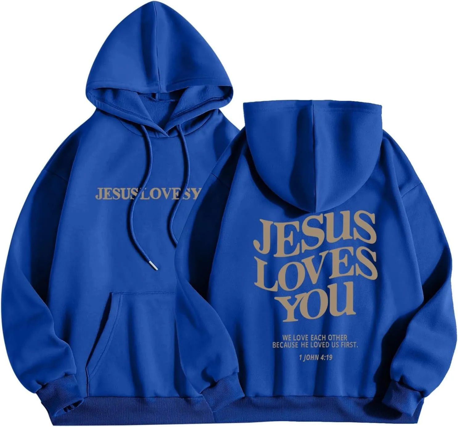 Oversized Hoodie for Women Christian Religious Jesus Loves You Hooded Hoodies Causal Sweatshirts with Pockets Pullover