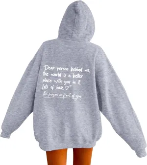 Oversized Hoodies for Women Fleece Casual Long Sleeve Letter Graphic Print Hoodie Sweatshirts Drawstring Pullover Pocket