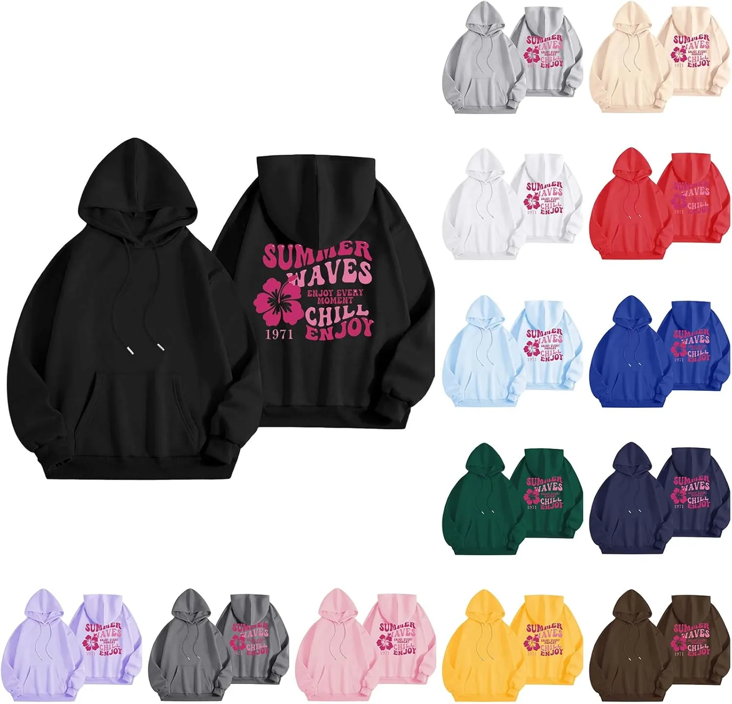 Oversized Hoodies For Women Graphic Trendy Y2K Preppy Clothes Long Sleeve Florals Pink Palm Puff Hoodie Sweatshirt