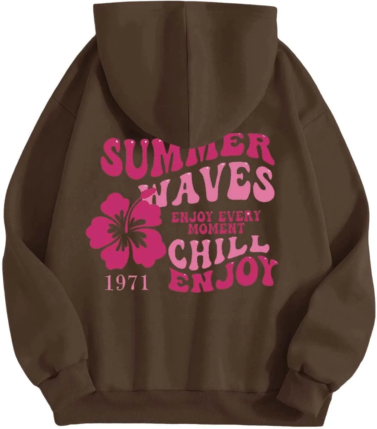 Oversized Hoodies For Women Graphic Trendy Y2K Preppy Clothes Long Sleeve Florals Pink Palm Puff Hoodie Sweatshirt
