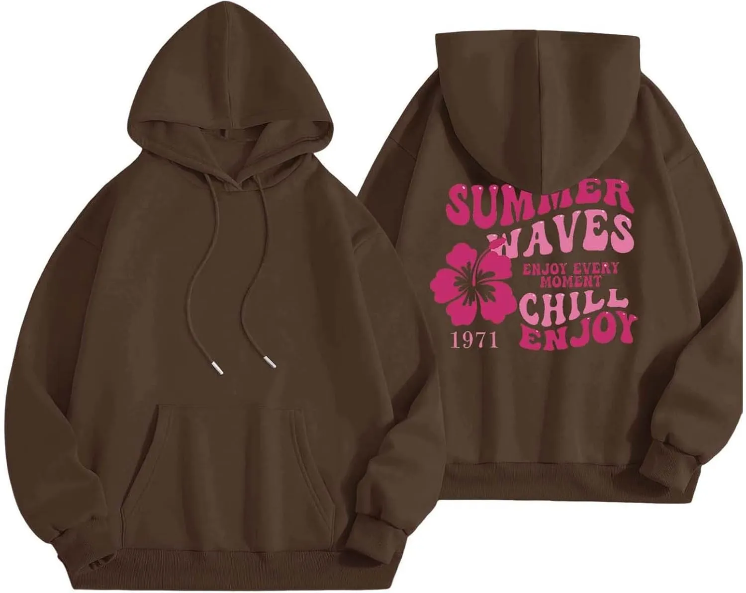 Oversized Hoodies For Women Graphic Trendy Y2K Preppy Clothes Long Sleeve Florals Pink Palm Puff Hoodie Sweatshirt