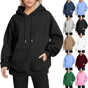 Oversized Hoodies for Women Trendy Fleece Cotton Sweatshirts Drawstring Baggy Raglan Hooded Pullover Tops with Pocket