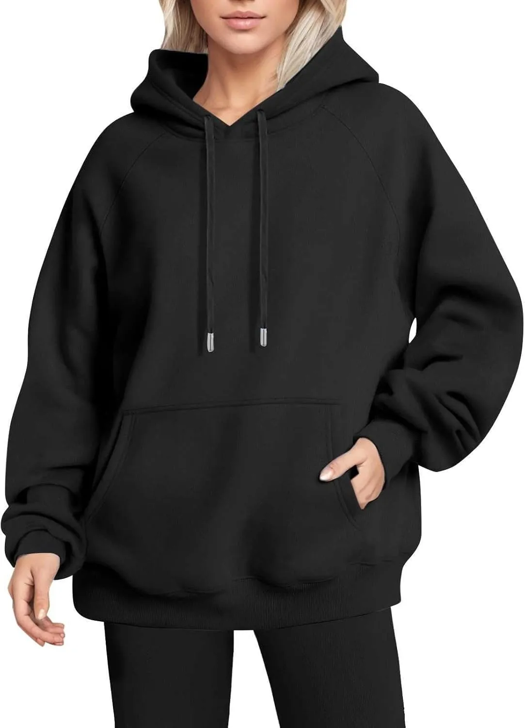 Oversized Hoodies for Women Trendy Fleece Cotton Sweatshirts Drawstring Baggy Raglan Hooded Pullover Tops with Pocket