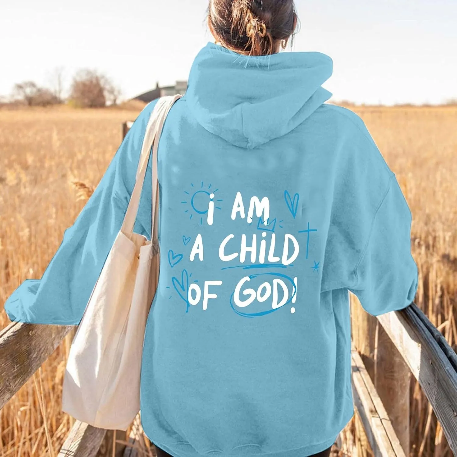 Oversized I am a Child Of God Hoodie Christian Faith Religious God Tops Man Woman Longs Sleeve Pullover Sweatshirt