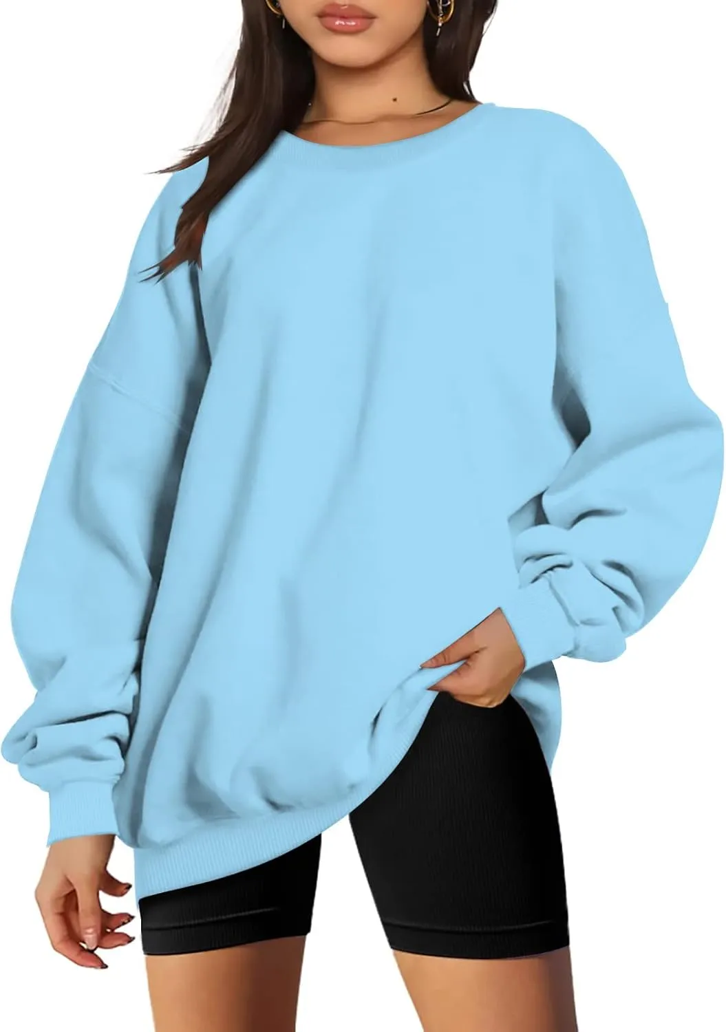 Oversized Long Sleeve Sweatshirts For Women 2023 Fall Fashion Crewneck Sweatshirt Solid Casual Loose Pullover Tops